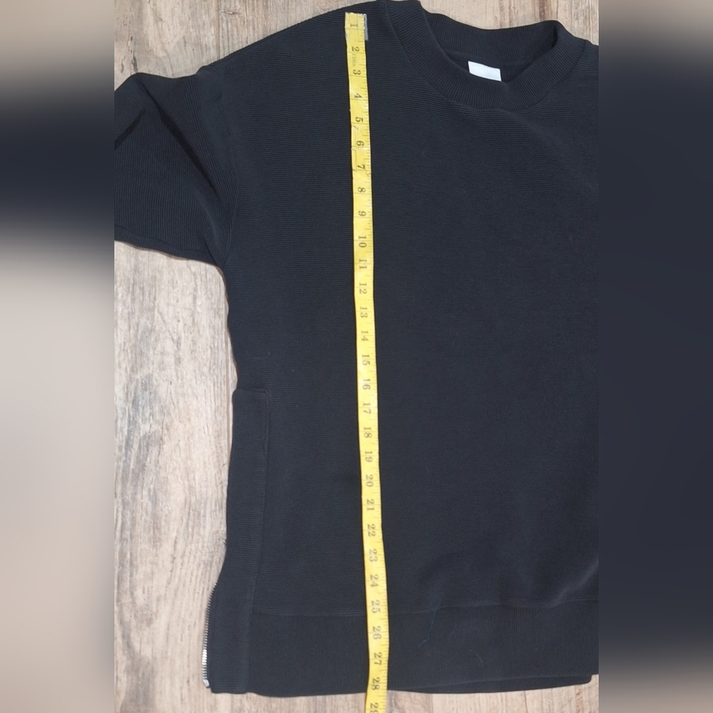 Varley Black Mae Longline Side Zip Ribbed Oversized Sweatshirt Sz. S - Picture 8 of 8